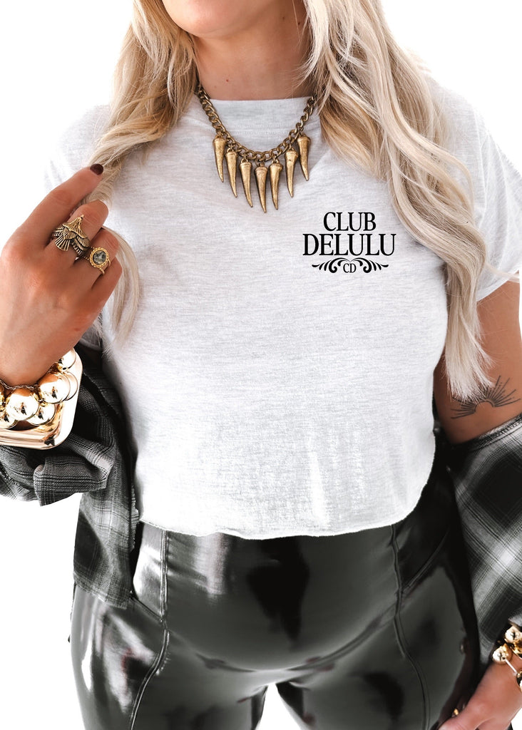 pebby forevee Side Slit Tee CROPPED CLUB DELULU GRAPHIC TEE