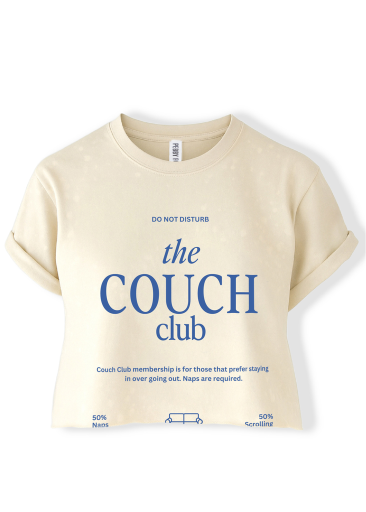 pebby forevee Side Slit Tee CROPPED COUCH CLUB GRAPHIC TEE