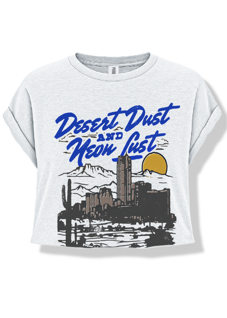 pebby forevee Side Slit Tee CROPPED DESERT DUST & NEON LUST GRAPHIC TEE