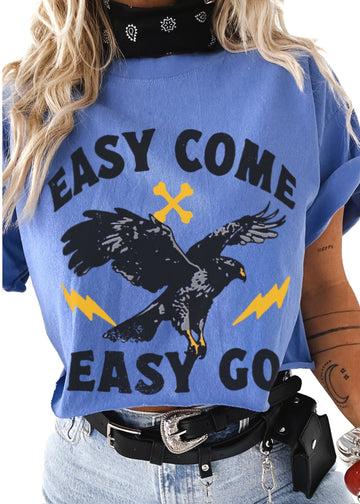 pebby forevee Side Slit Tee CROPPED EASY COME EASY GO GRAPHIC TEE