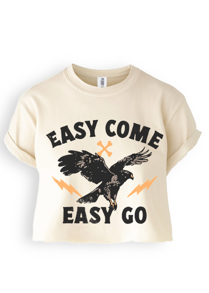 pebby forevee Side Slit Tee CROPPED EASY COME EASY GO GRAPHIC TEE