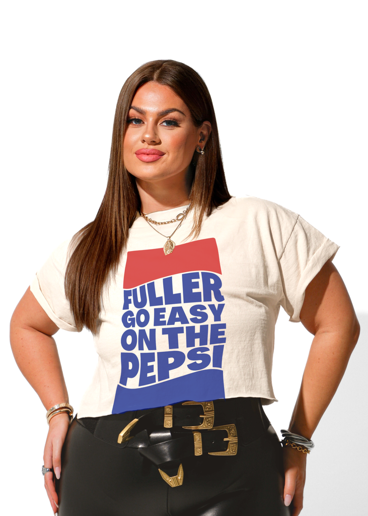 pebby forevee Side Slit Tee CROPPED EASY ON THE PEPSI GRAPHIC TEE