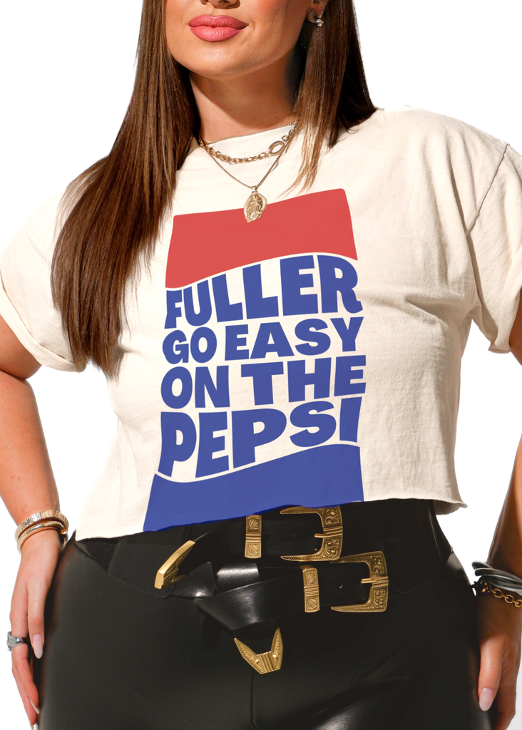 pebby forevee Side Slit Tee CROPPED EASY ON THE PEPSI GRAPHIC TEE