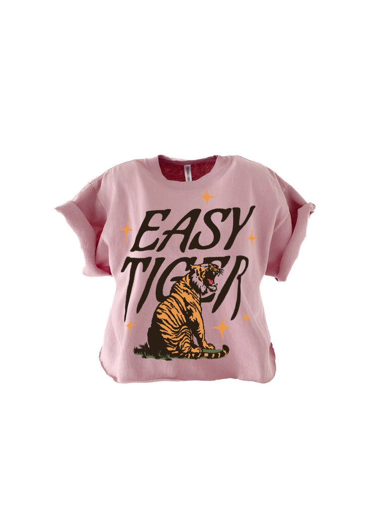 pebby forevee Side Slit Tee CROPPED EASY TIGER GRAPHIC TEE