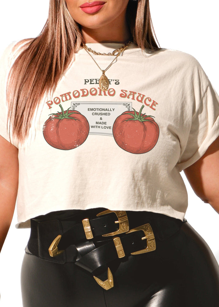 pebby forevee Side Slit Tee CROPPED EMOTIONALLY CRUSHED & MADE WITH LOVE GRAPHIC TEE