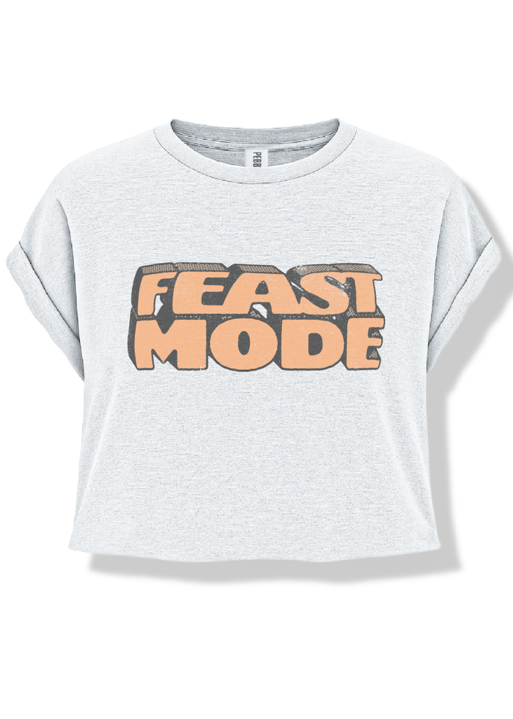 pebby forevee Side Slit Tee CROPPED FEAST MODE GRAPHIC TEE