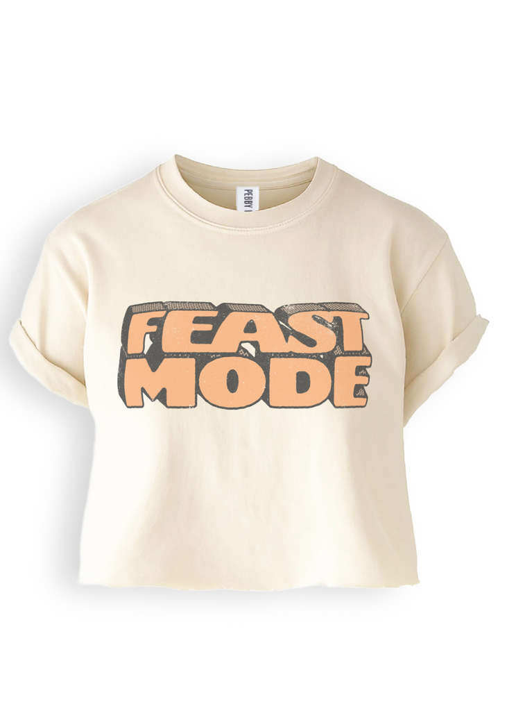pebby forevee Side Slit Tee CROPPED FEAST MODE GRAPHIC TEE