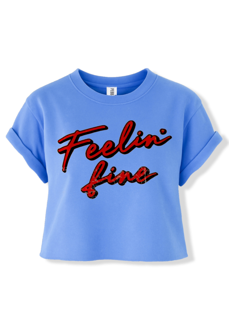 pebby forevee Side Slit Tee CROPPED FEELIN' FINE GRAPHIC TEE