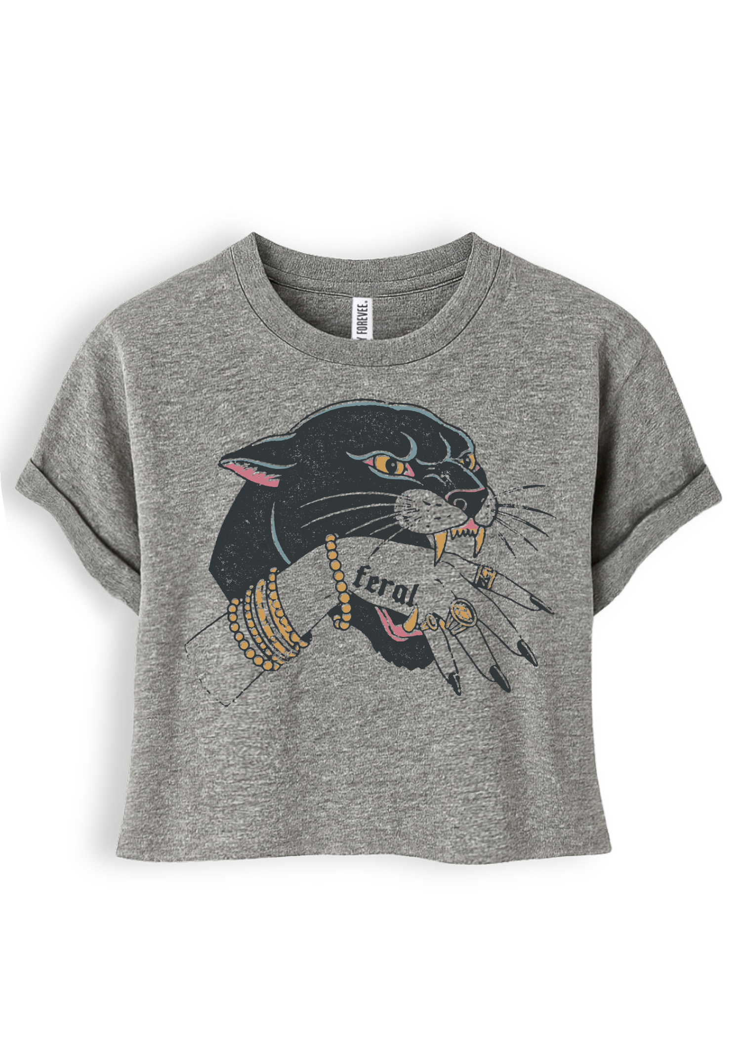 CROPPED FERAL GRAPHIC TEE – Pebby Forevee