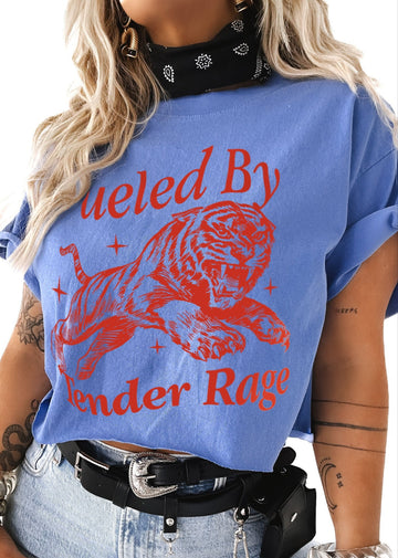 pebby forevee Side Slit Tee CROPPED FUELED BY TENDER RAGE GRAPHIC TEE