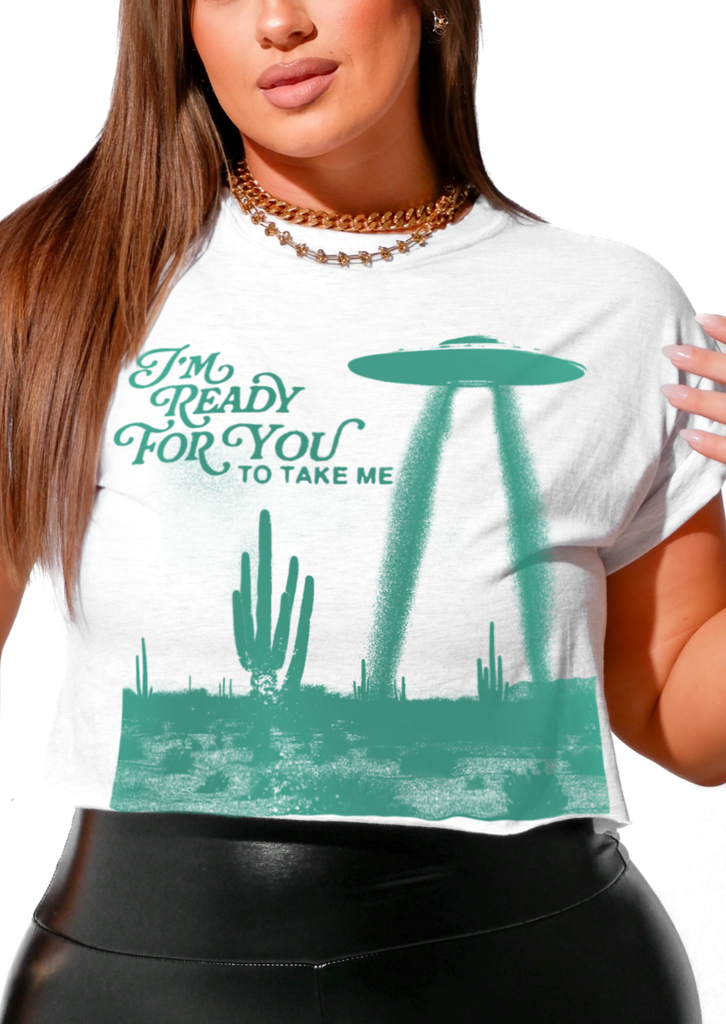 pebby forevee Side Slit Tee CROPPED GALACTIC TRIP GRAPHIC TEE
