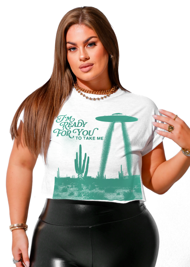 pebby forevee Side Slit Tee CROPPED GALACTIC TRIP GRAPHIC TEE