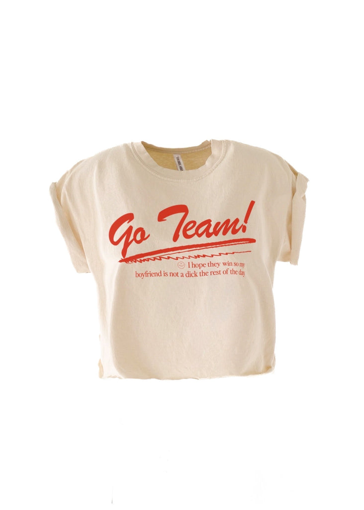 pebby forevee Side Slit Tee CROPPED GO TEAM (BOYFRIEND) GRAPHIC TEE