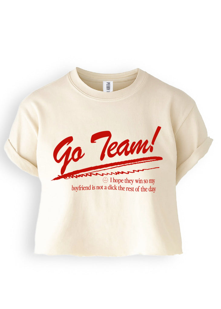 pebby forevee Side Slit Tee CROPPED GO TEAM (BOYFRIEND) GRAPHIC TEE