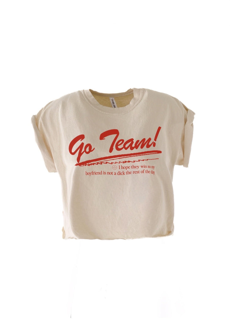 pebby forevee Side Slit Tee CROPPED GO TEAM (BOYFRIEND) GRAPHIC TEE