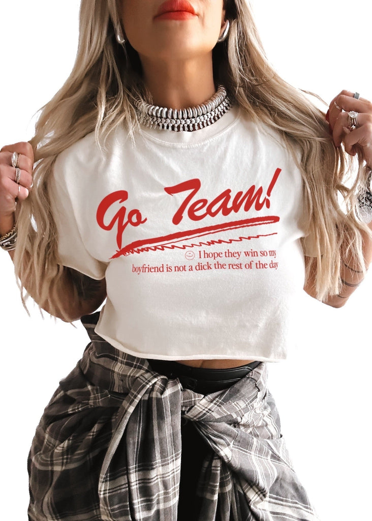 pebby forevee Side Slit Tee CROPPED GO TEAM (BOYFRIEND) GRAPHIC TEE