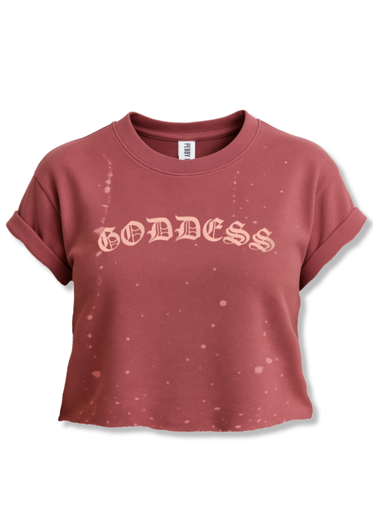 pebby forevee Side Slit Tee CROPPED GODDESS BLEACHED OUT GRAPHIC TEE