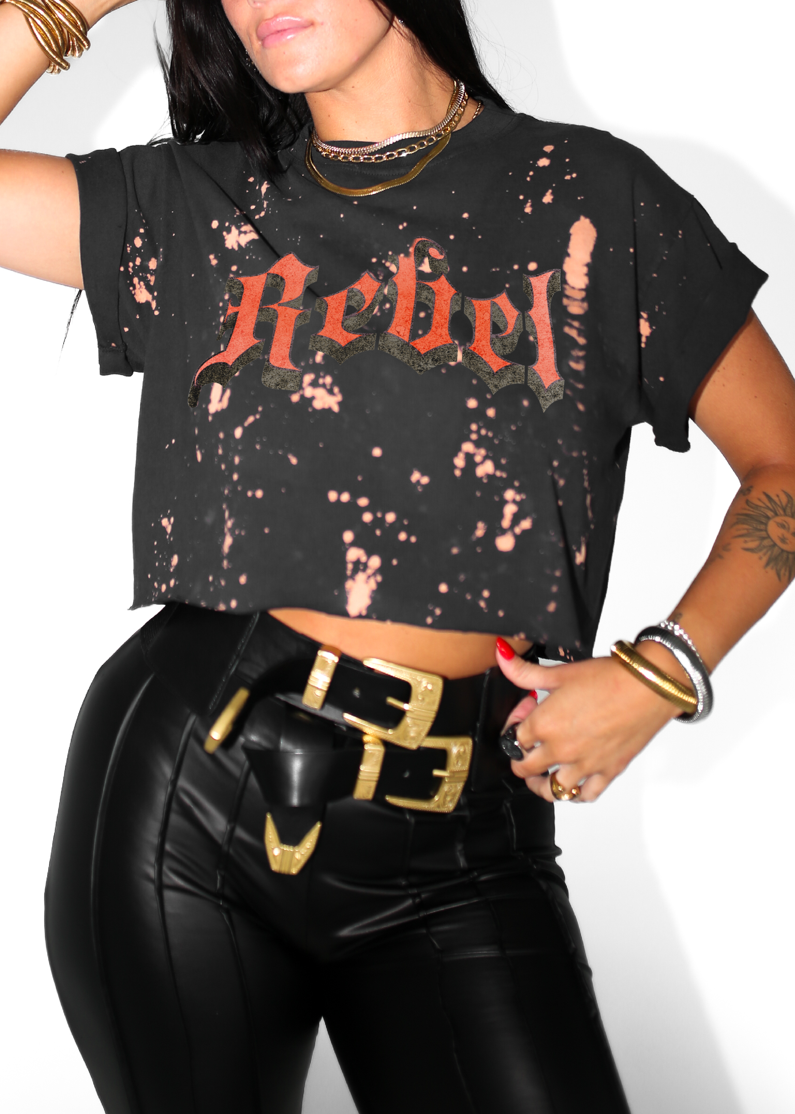 CROPPED GOTHIC REBEL BLEACHED OUT GRAPHIC TEE – Pebby Forevee