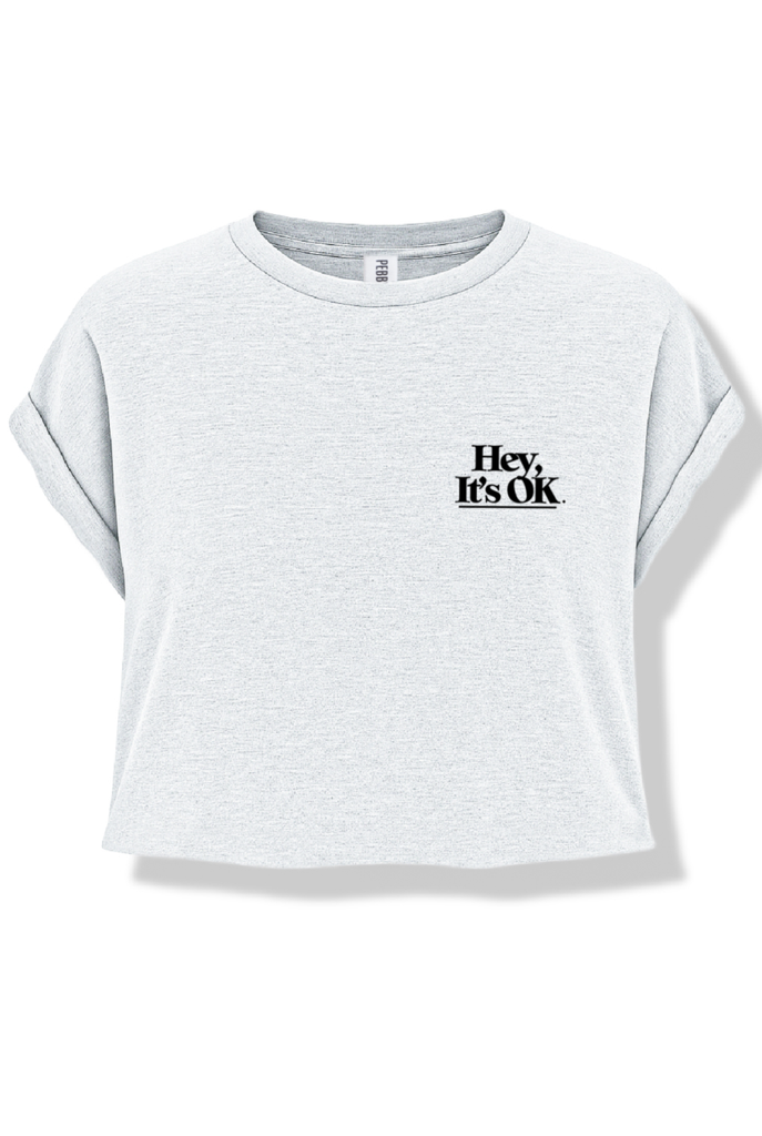pebby forevee Side Slit Tee CROPPED HEY, IT'S OK GRAPHIC TEE