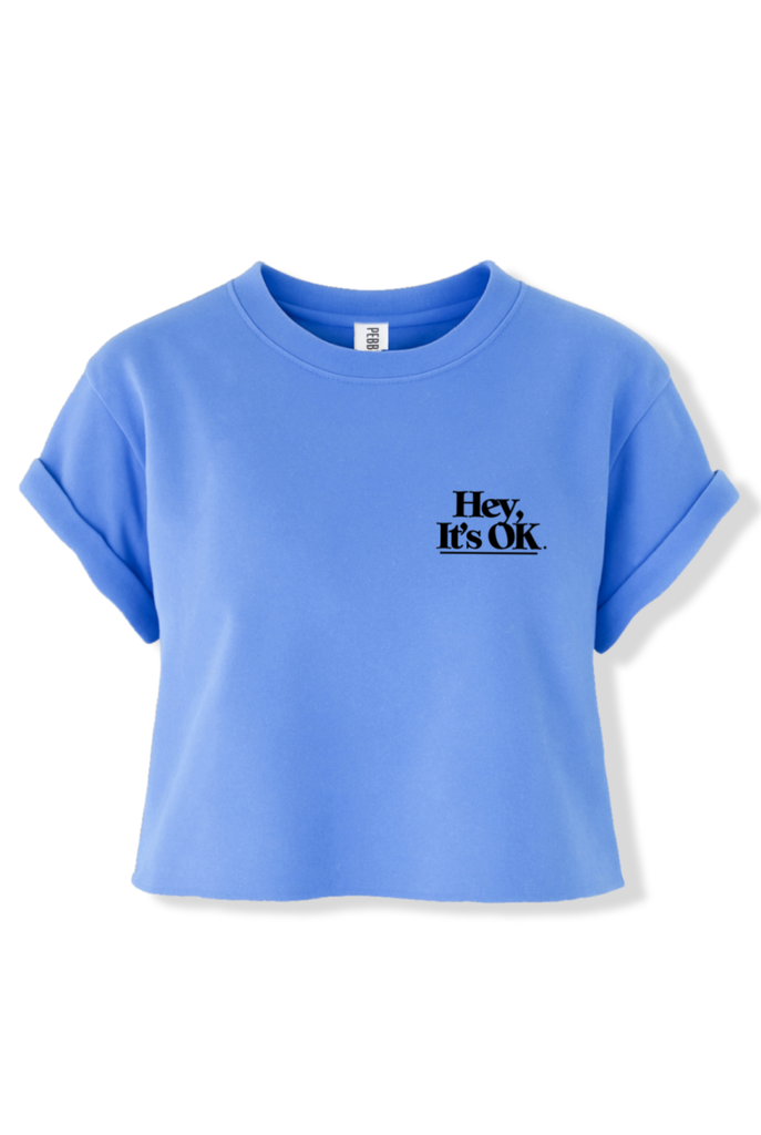pebby forevee Side Slit Tee CROPPED HEY, IT'S OK GRAPHIC TEE