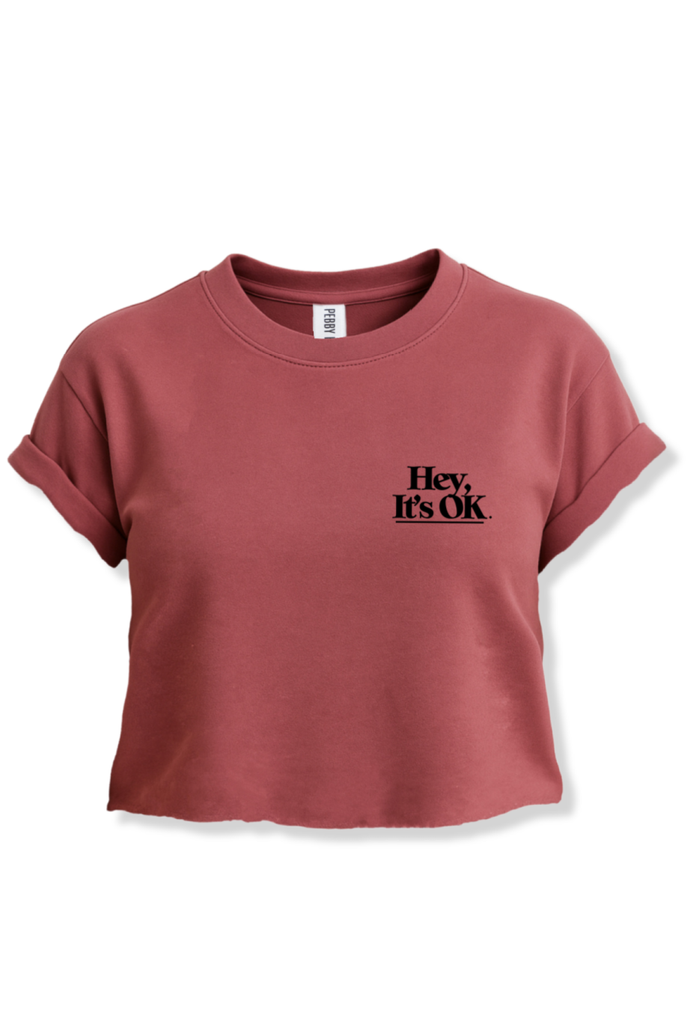 pebby forevee Side Slit Tee CROPPED HEY, IT'S OK GRAPHIC TEE