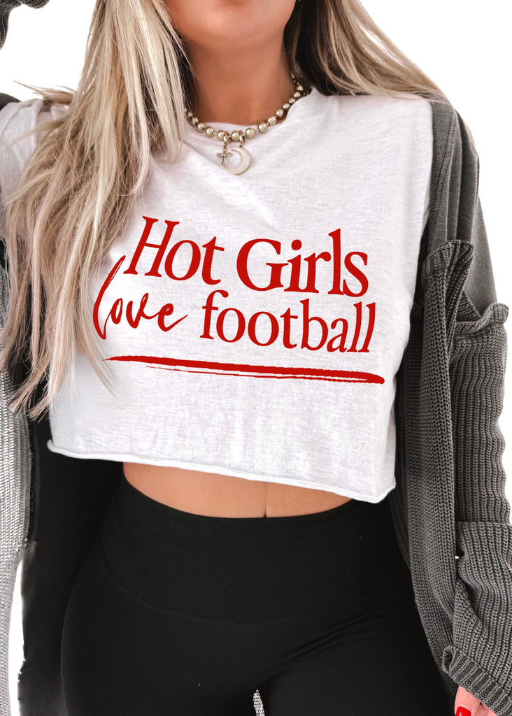 pebby forevee Side Slit Tee CROPPED HOT GIRLS LOVE FOOTBALL GRAPHIC TEE