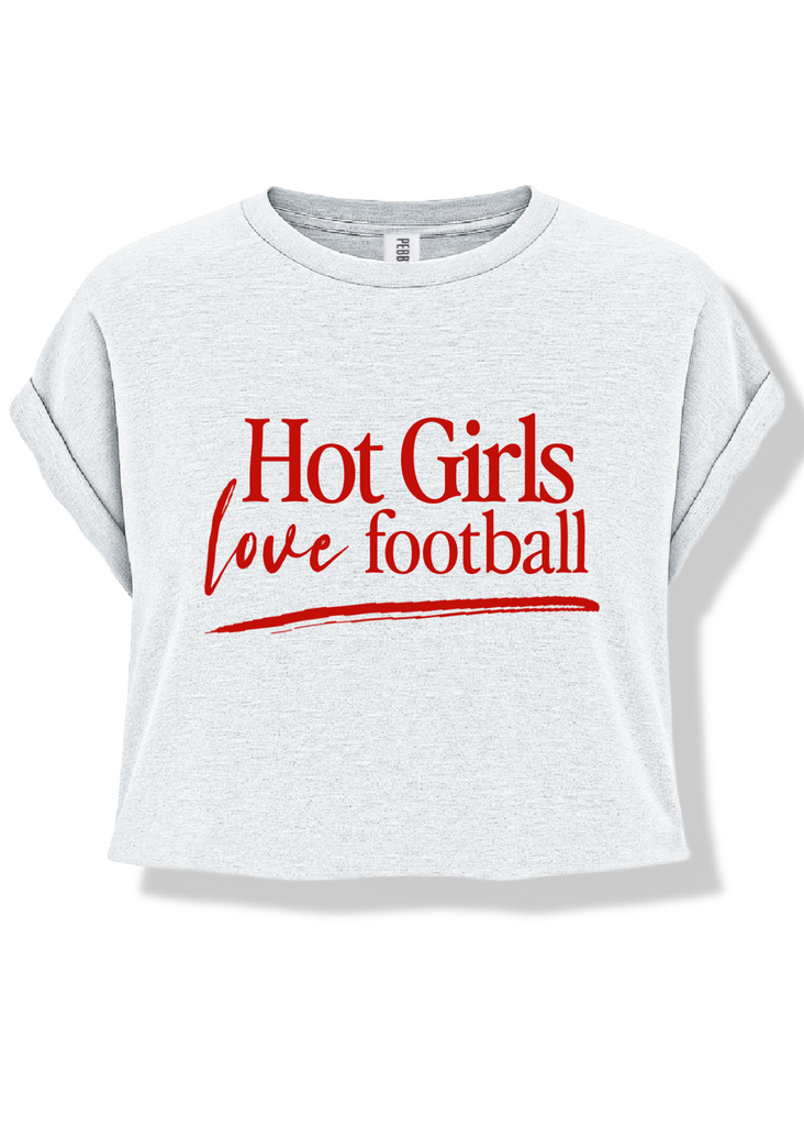 pebby forevee Side Slit Tee CROPPED HOT GIRLS LOVE FOOTBALL GRAPHIC TEE