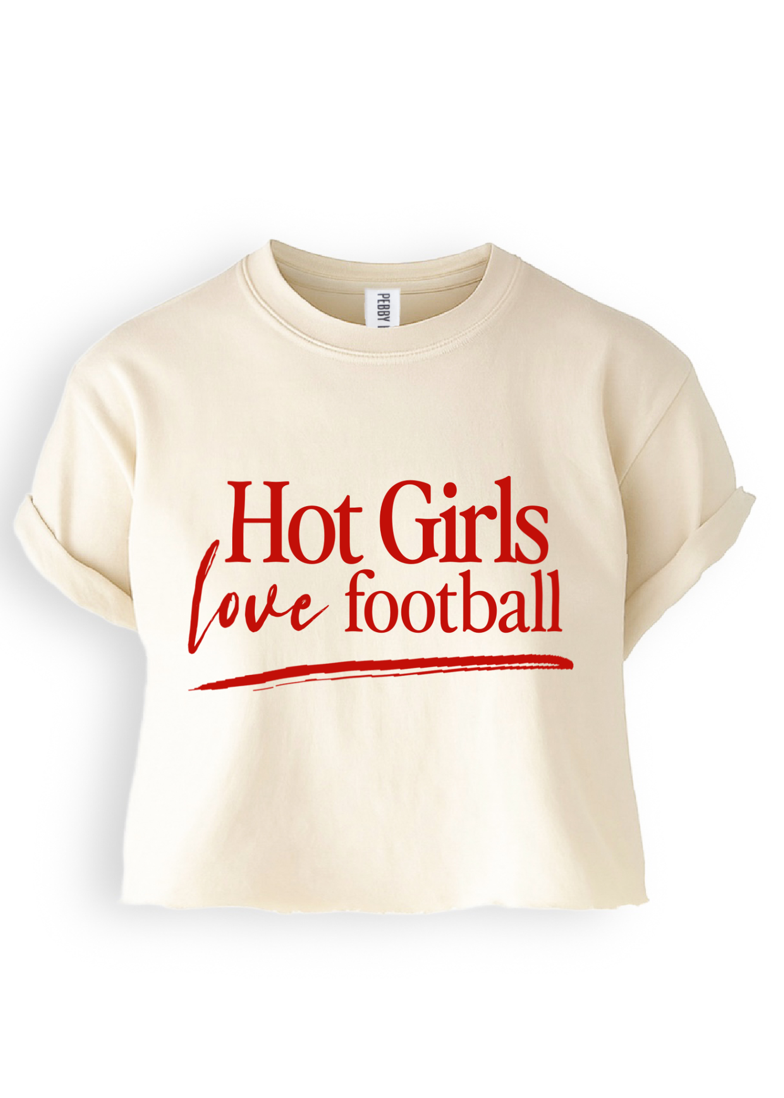CROPPED HOT GIRLS LOVE FOOTBALL GRAPHIC TEE – Pebby Forevee