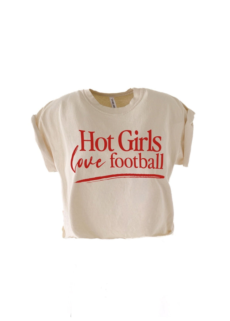 pebby forevee Side Slit Tee CROPPED HOT GIRLS LOVE FOOTBALL GRAPHIC TEE