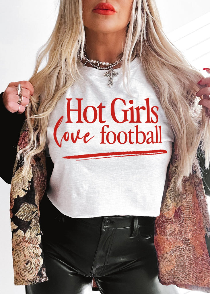 pebby forevee Side Slit Tee CROPPED HOT GIRLS LOVE FOOTBALL GRAPHIC TEE