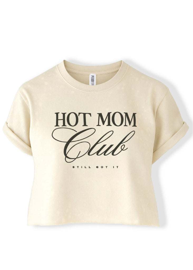 pebby forevee Side Slit Tee CROPPED HOT MOM CLUB BLEACHED OUT GRAPHIC TEE