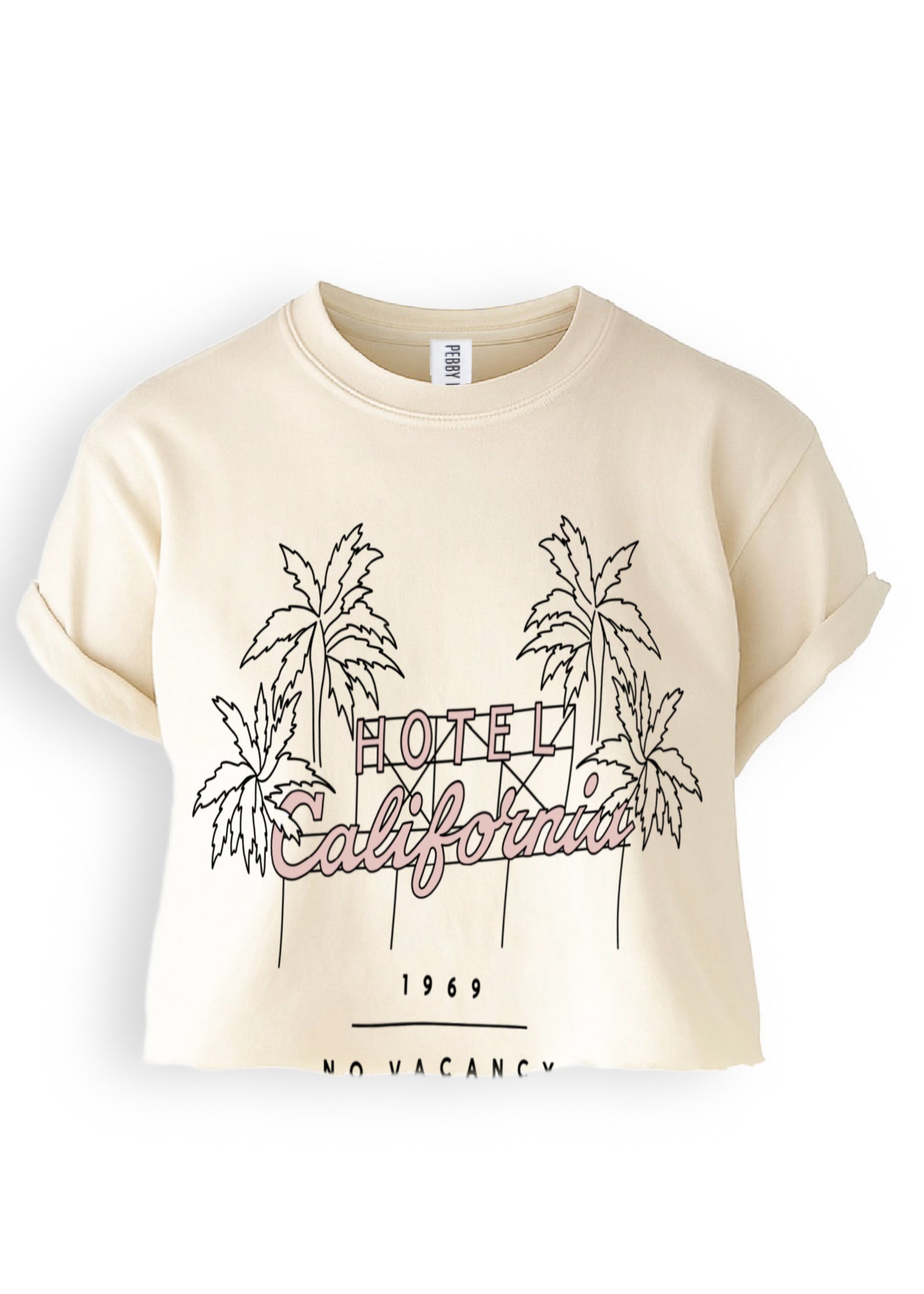 CROPPED HOTEL CALIFORNIA GRAPHIC TEE – Pebby Forevee