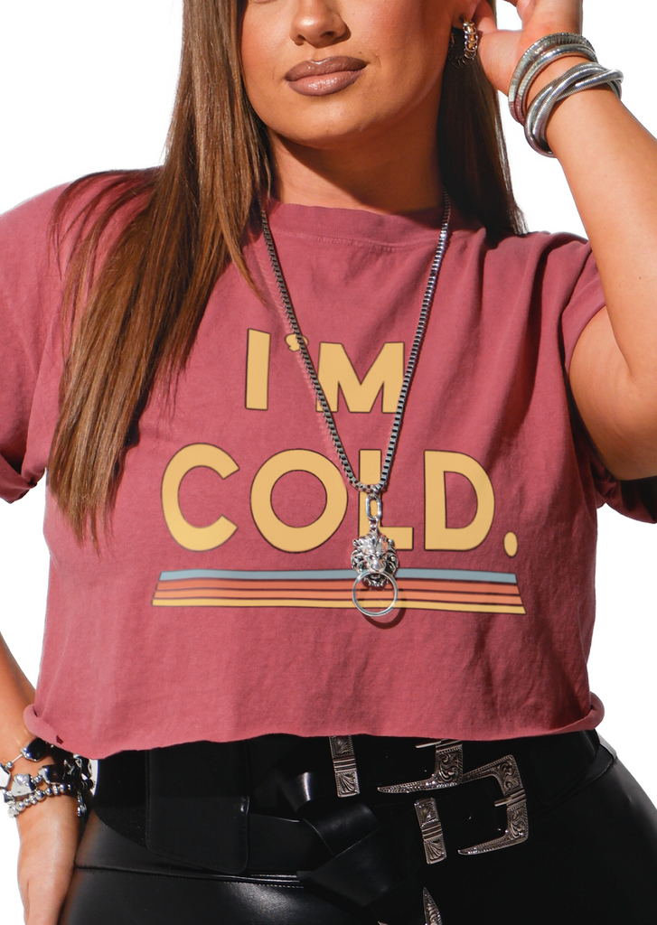 pebby forevee Side Slit Tee CROPPED I'M COLD GRAPHIC TEE