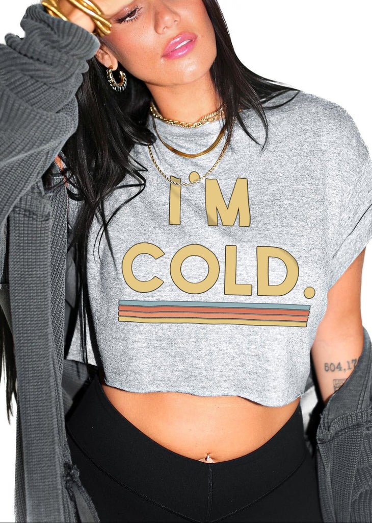pebby forevee Side Slit Tee CROPPED I'M COLD GRAPHIC TEE