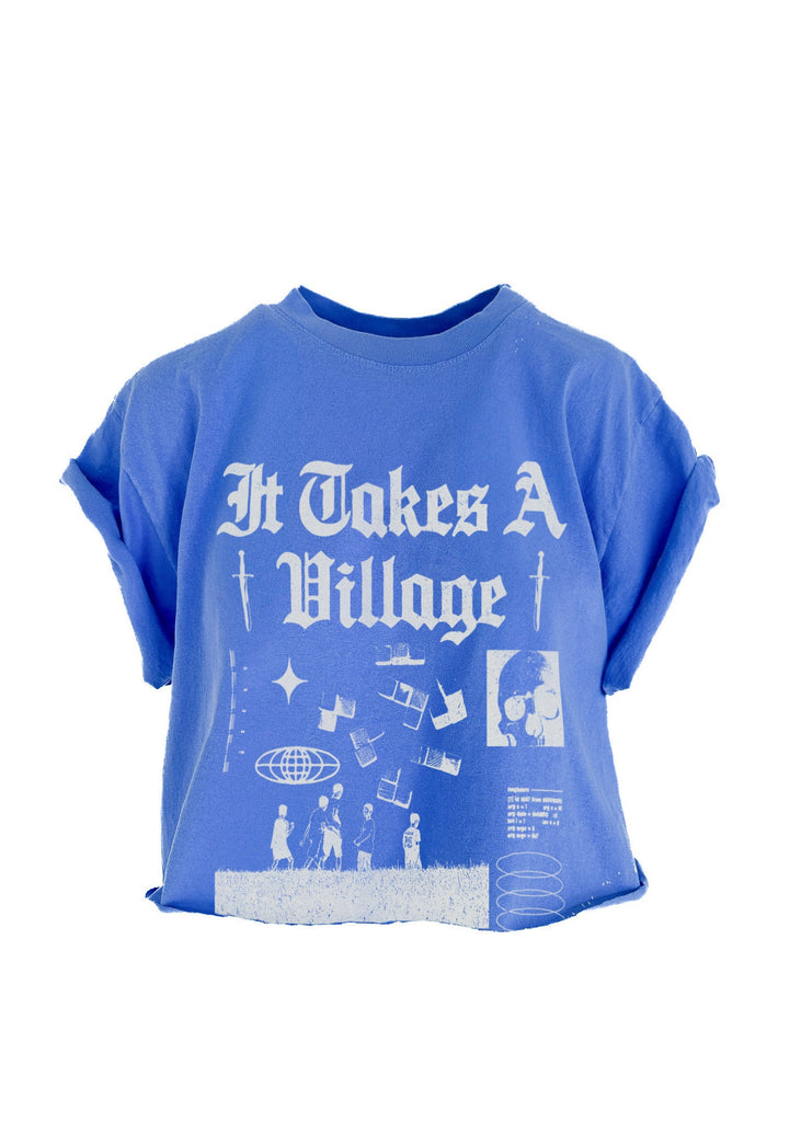 pebby forevee Side Slit Tee CROPPED IT TAKES A VILLAGE GRAPHIC TEE