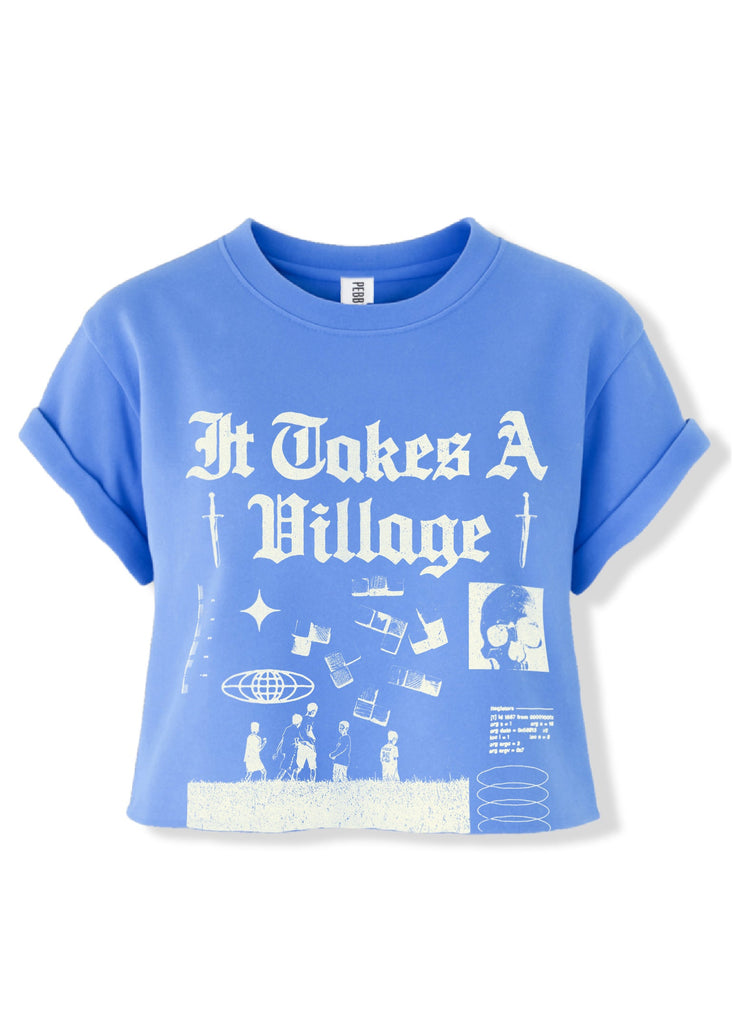 pebby forevee Side Slit Tee CROPPED IT TAKES A VILLAGE GRAPHIC TEE