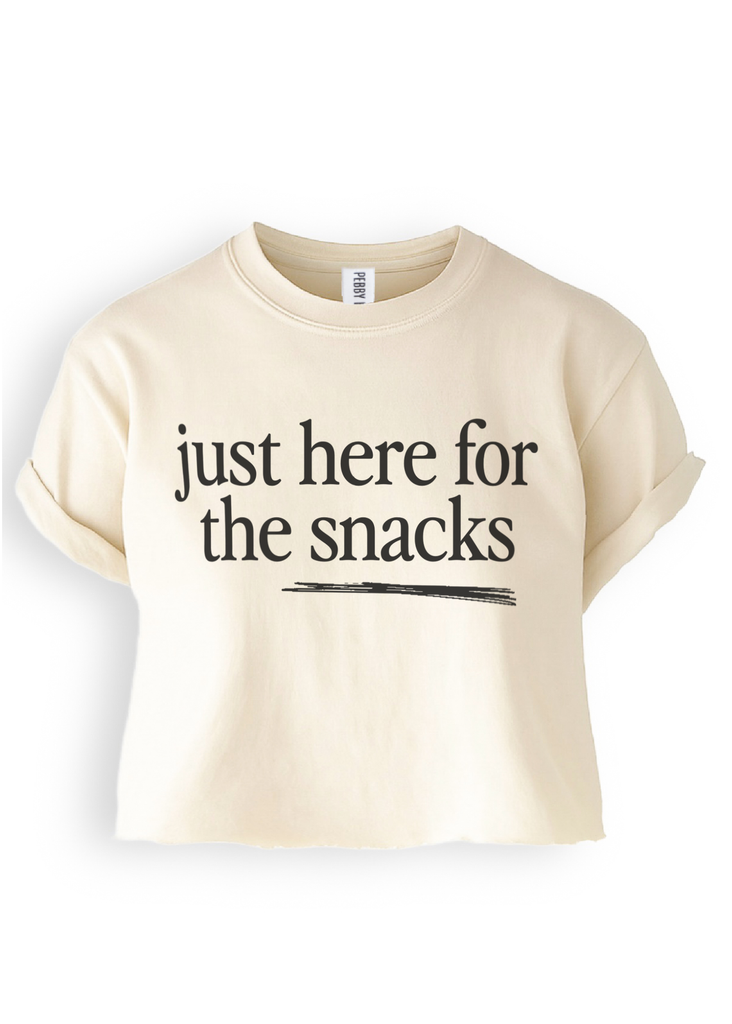 pebby forevee Side Slit Tee CROPPED JUST HERE FOR THE SNACKS GRAPHIC TEE