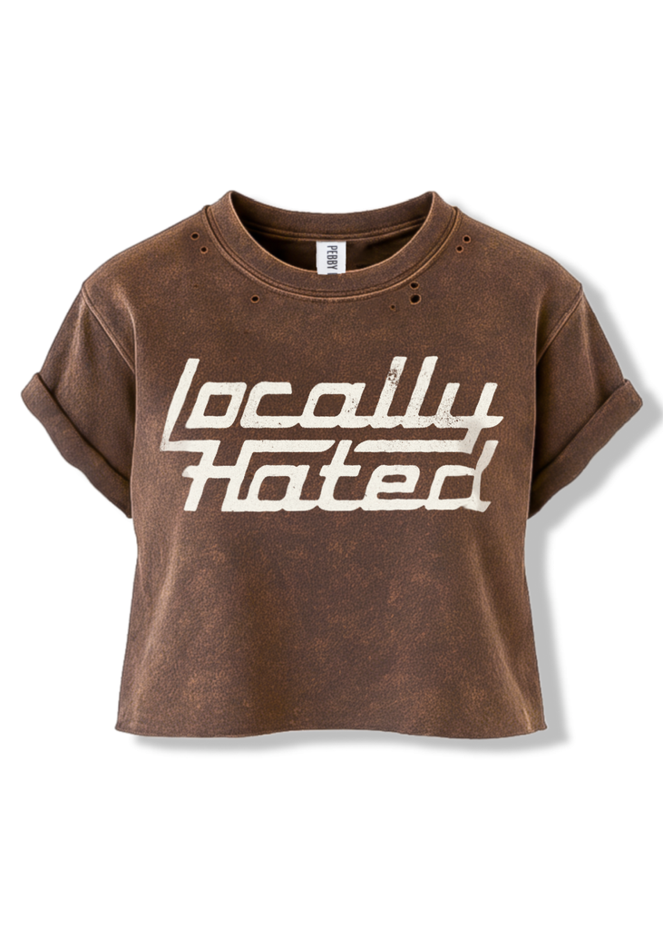 pebby forevee Side Slit Tee CROPPED LOCALLY HATED DESTRUCTED GRAPHIC TEE