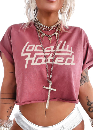 pebby forevee Side Slit Tee CROPPED LOCALLY HATED GRAPHIC TEE