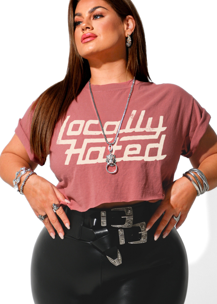 pebby forevee Side Slit Tee CROPPED LOCALLY HATED GRAPHIC TEE