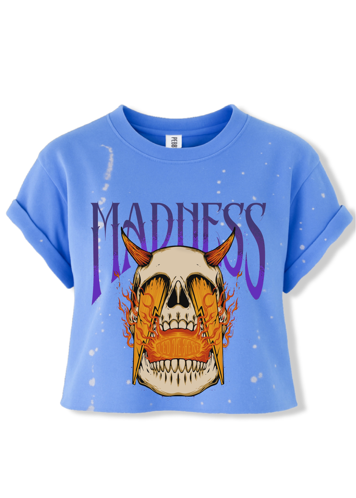 pebby forevee Side Slit Tee CROPPED MADNESS LED ME HERE BLEACHED OUT GRAPHIC TEE