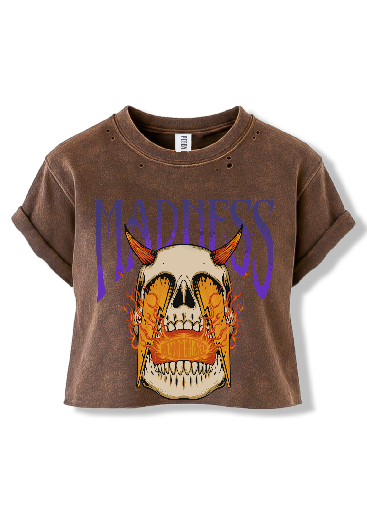 CROPPED MADNESS LED ME HERE DESTRUCTED GRAPHIC TEE – Pebby Forevee