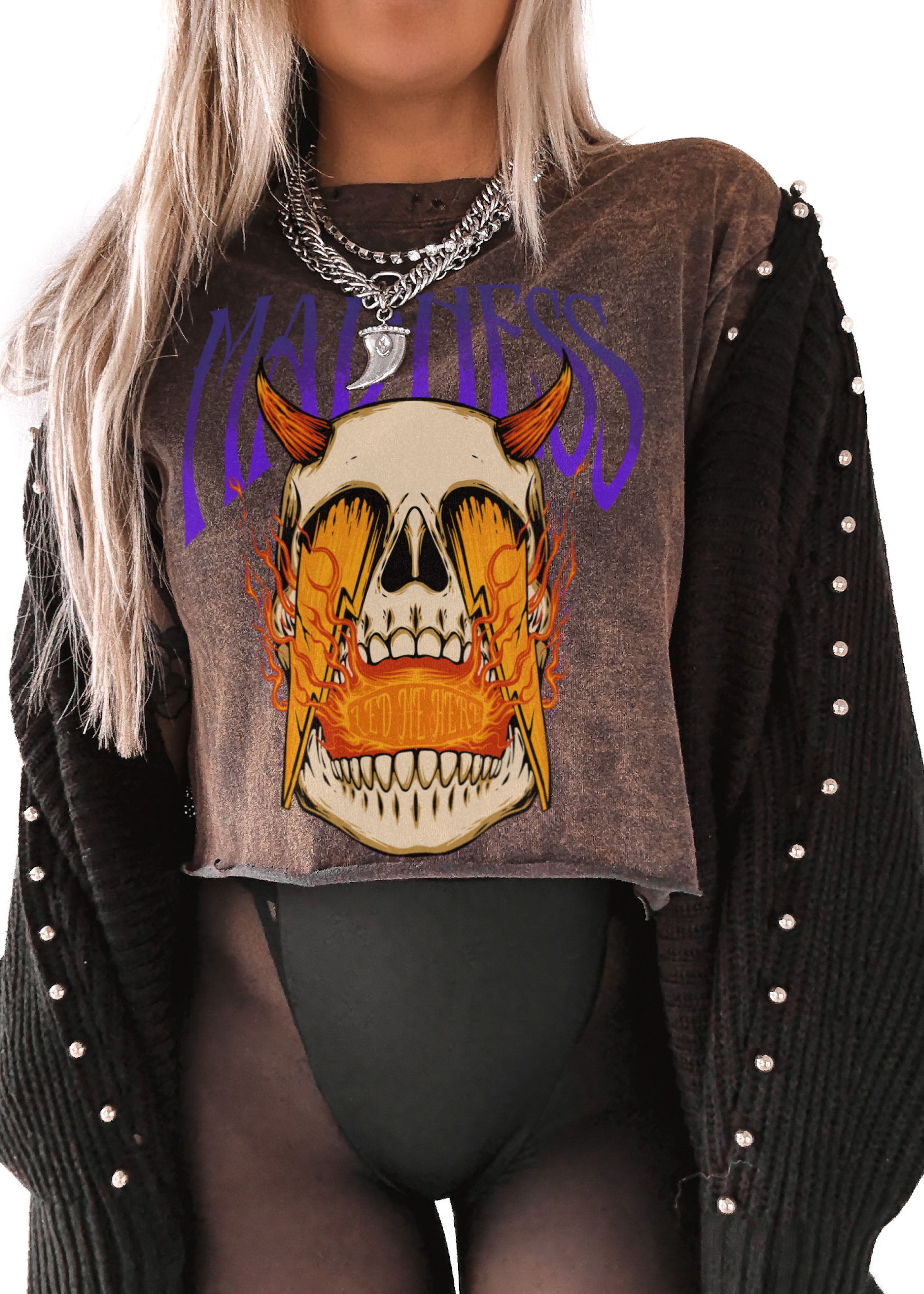 CROPPED MADNESS LED ME HERE DESTRUCTED GRAPHIC TEE – Pebby Forevee