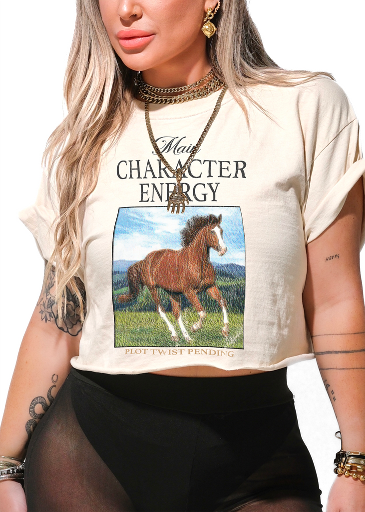 CROPPED MAIN CHARACTER ENERGY GRAPHIC TEE – Pebby Forevee