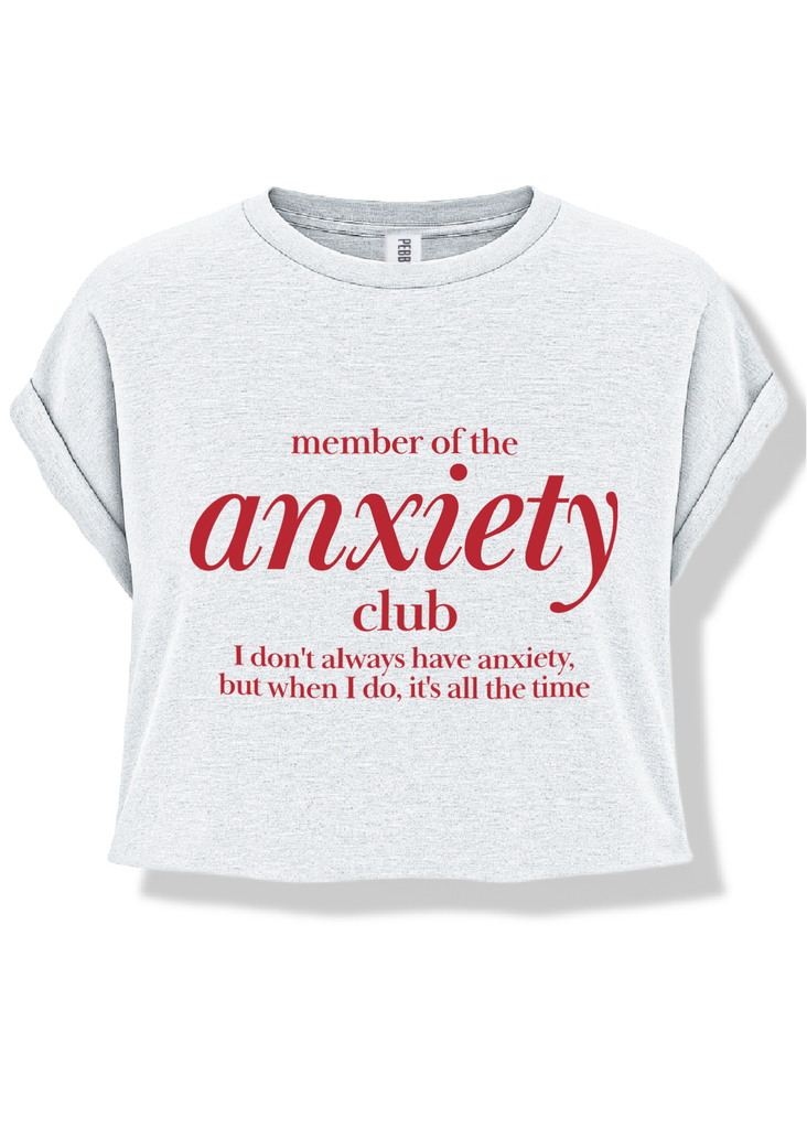 pebby forevee Side Slit Tee CROPPED MEMBER OF THE ANXIETY CLUB GRAPHIC TEE