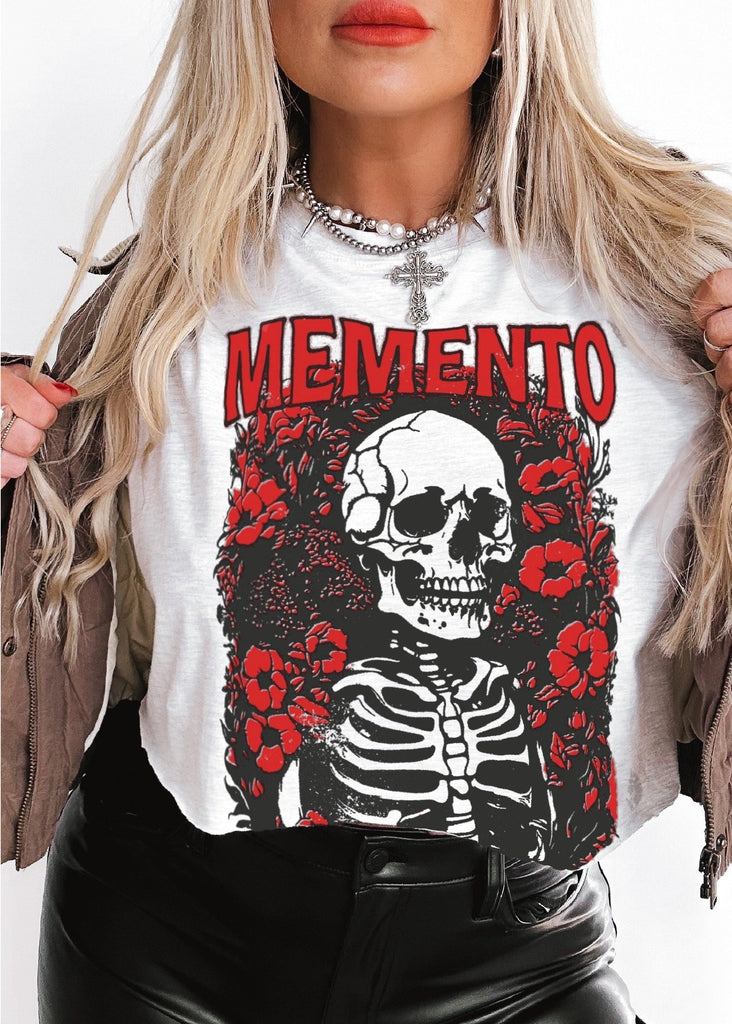 pebby forevee Side Slit Tee CROPPED MEMENTO MORI GRAPHIC TEE