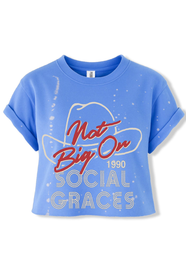 pebby forevee Side Slit Tee CROPPED NOT BIG ON SOCIAL GRACES BLEACHED OUT GRAPHIC TEE