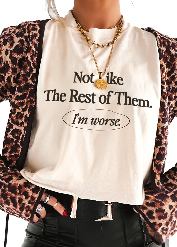 pebby forevee Side Slit Tee CROPPED NOT LIKE THE REST OF THEM BLEACHED OUT GRAPHIC TEE