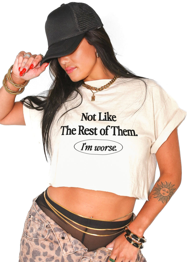 pebby forevee Side Slit Tee CROPPED NOT LIKE THE REST OF THEM BLEACHED OUT GRAPHIC TEE