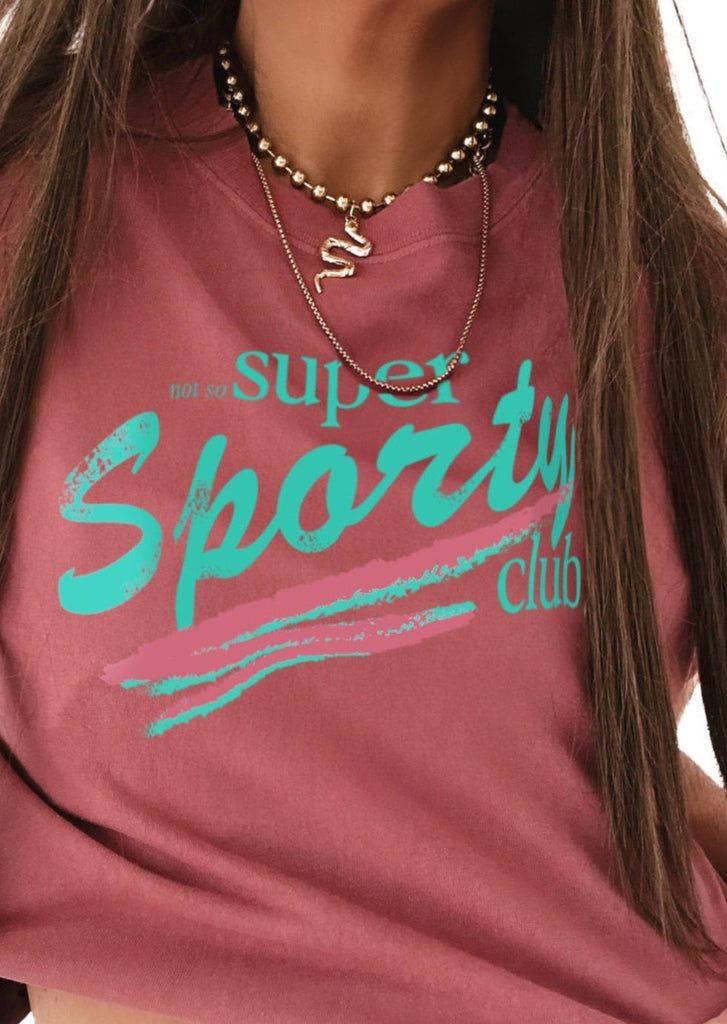 pebby forevee Side Slit Tee CROPPED NOT SO SUPER SPORTY CLUB GRAPHIC TEE